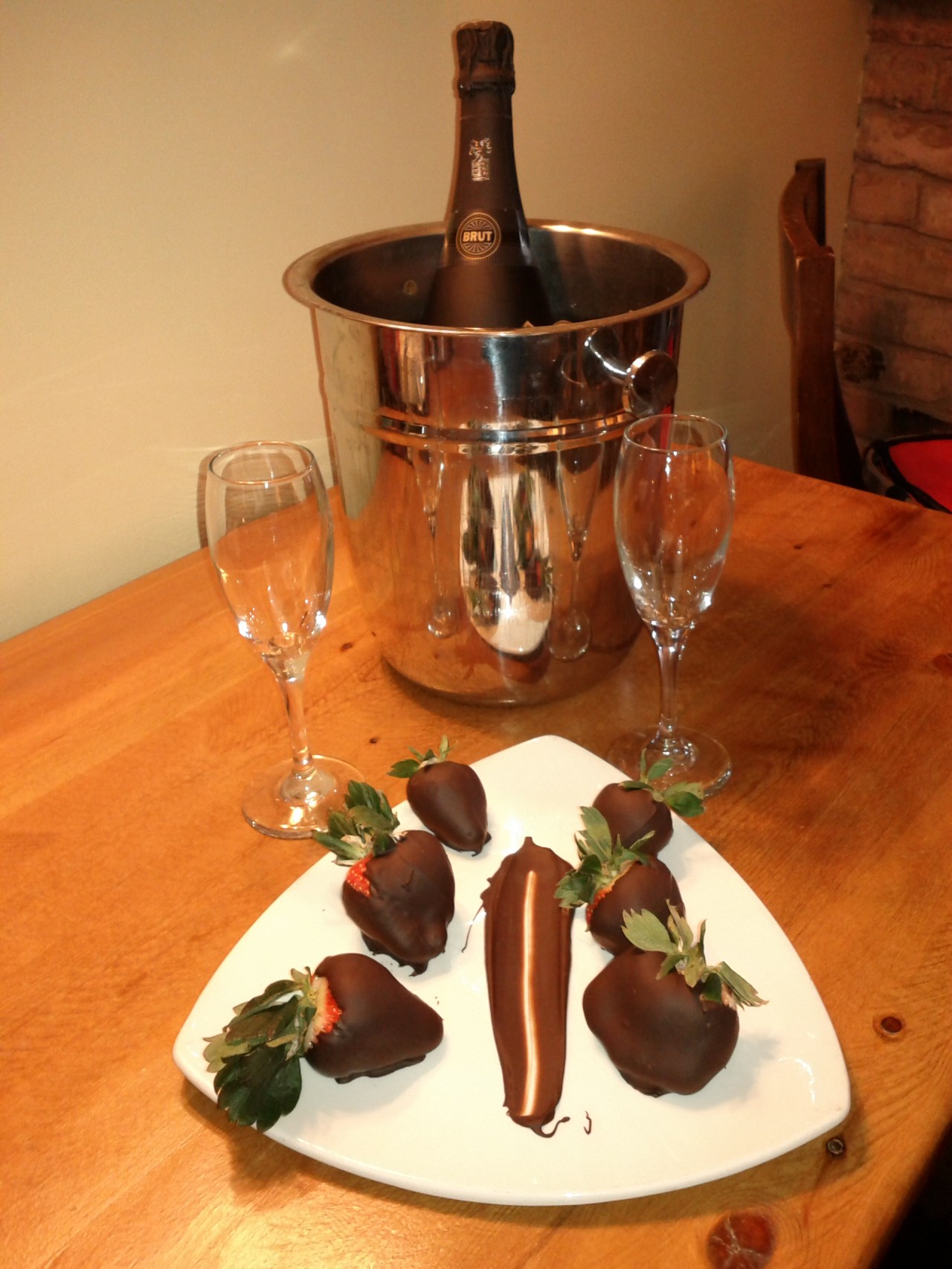 Chocolate-dipped strawberries and champagne at the Georgetown Inn in Canmore 